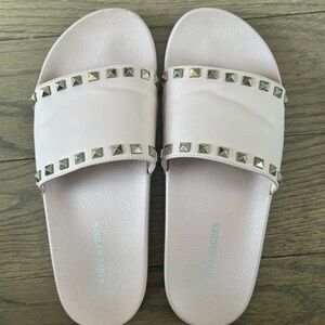 Steve Madden Studded Light Pink Slide Sandals